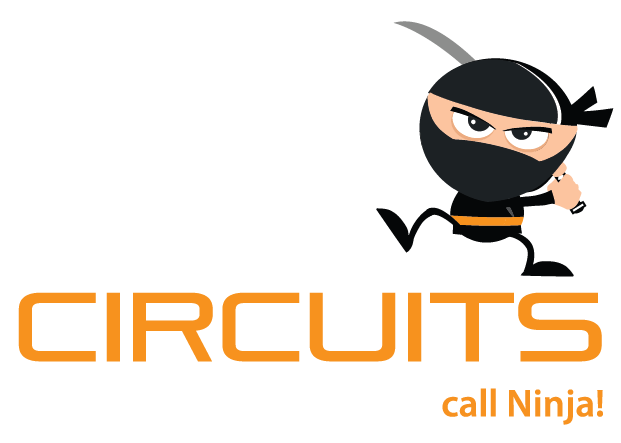 Ninja Circuits logo with tagline 'If you need it fast, call Ninja!' for quick-turn PCB prototyping