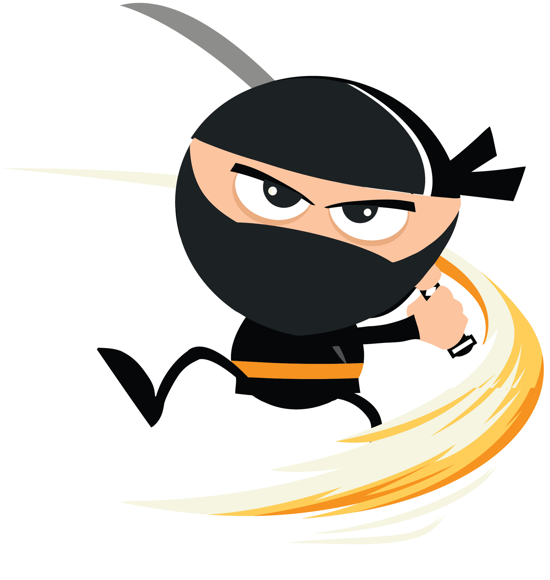 A cartoon ninja swinging a sword.