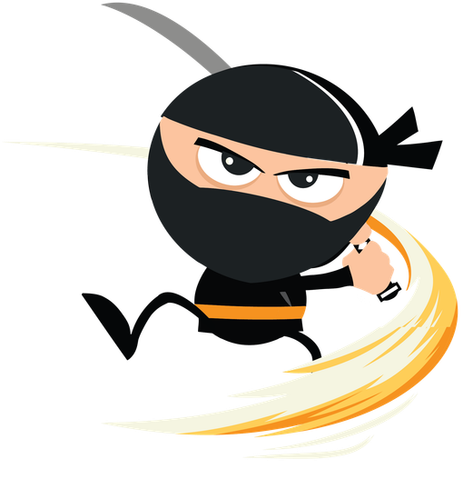 A cartoon ninja swinging a sword.