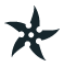 A dark ninja star graphic, not rotating.