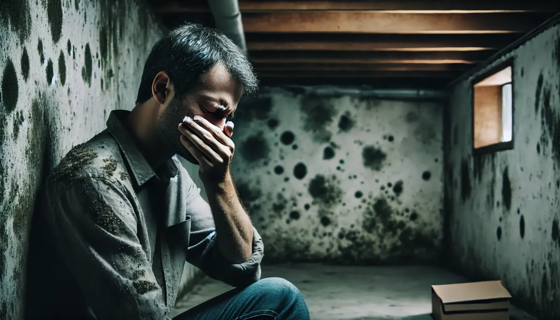 Man Feeling Sick because of Mold Infestation