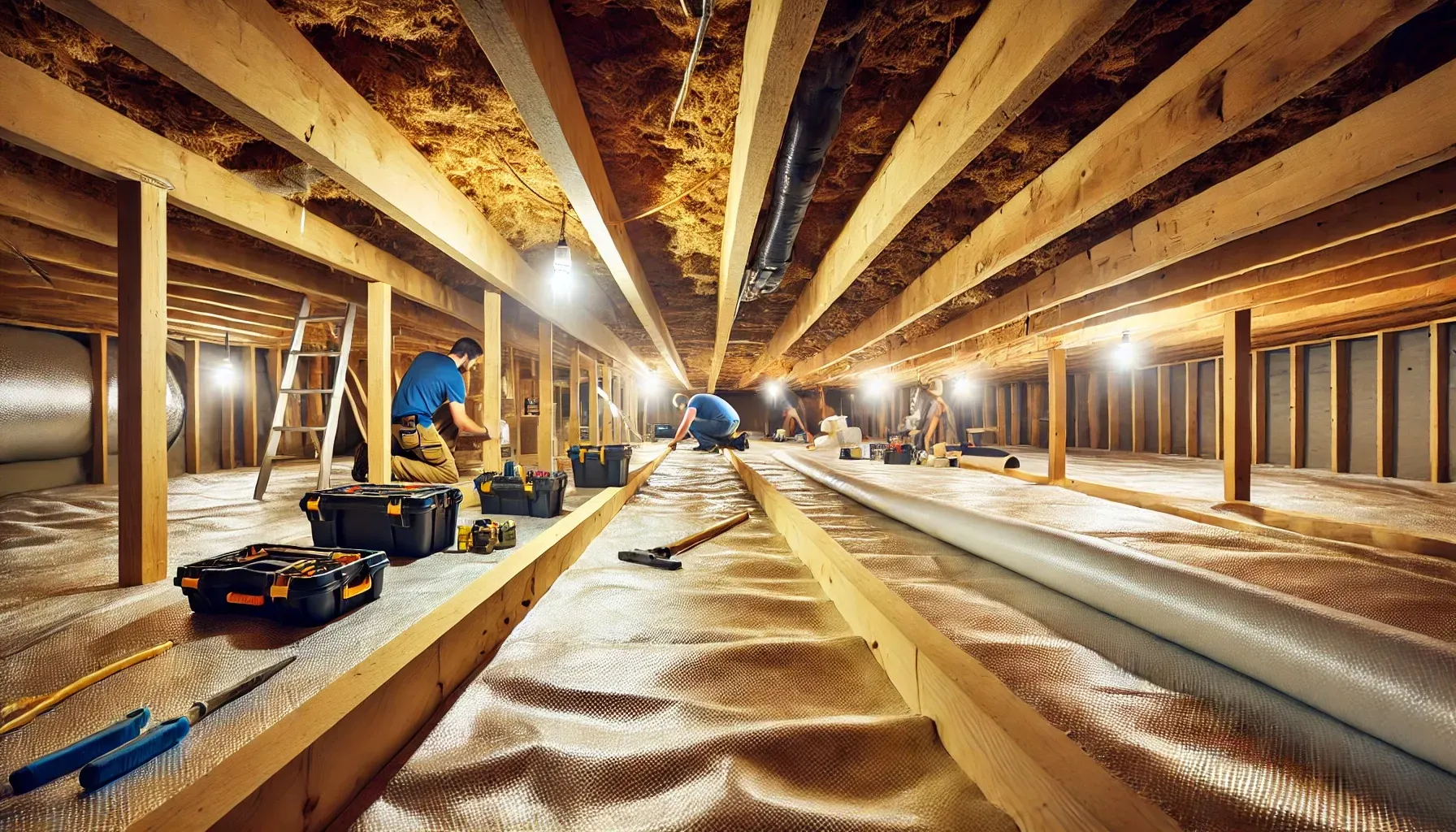 Workers performing Crawl Space Repair and Crawl Space Encapsulation