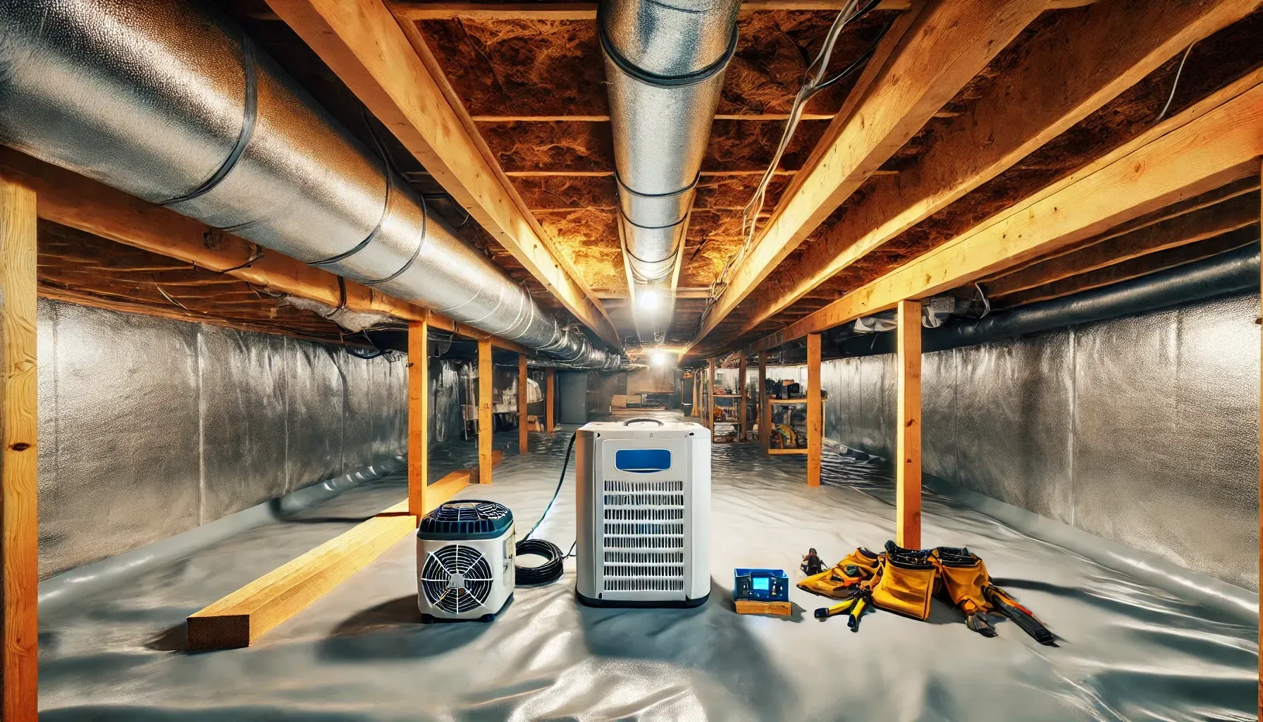 Crawl Space Repair and Crawl Space De-Humidification in progress