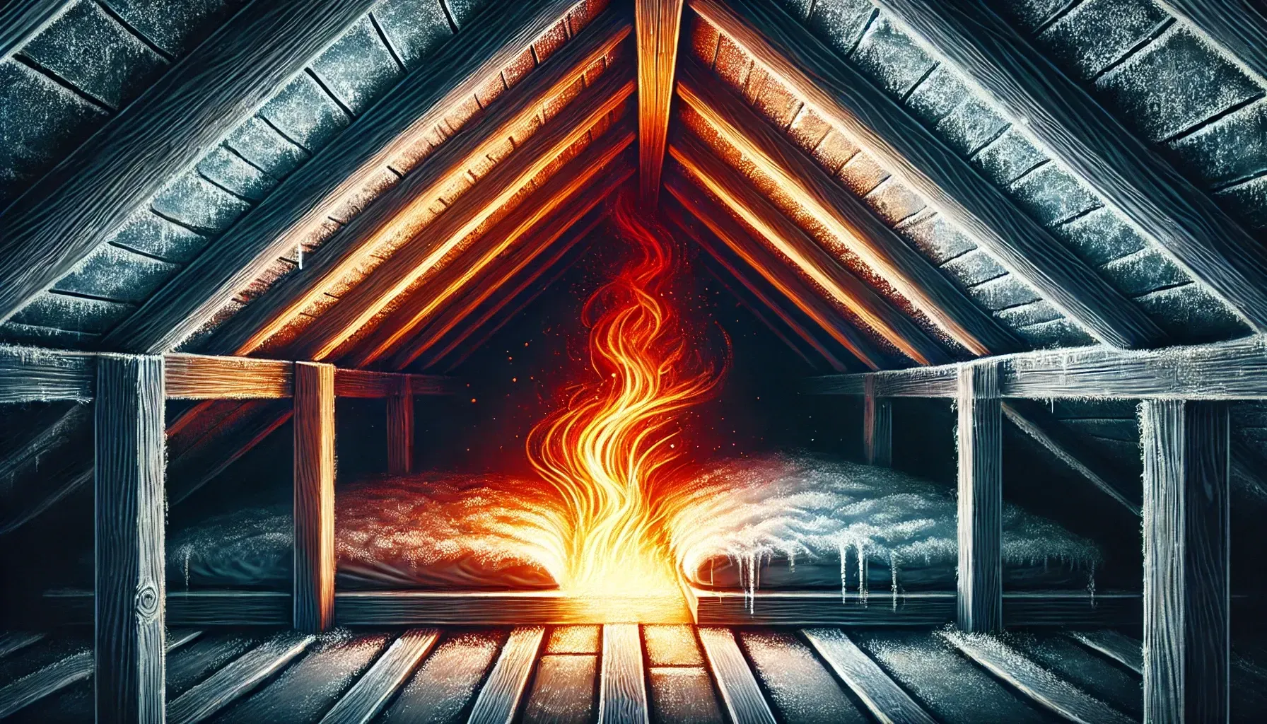 Warn Air Rising from the home into a freezing attic causing moisture problems