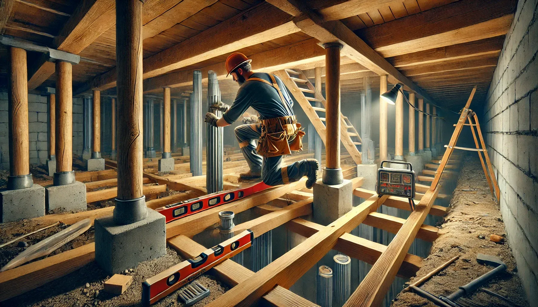 Pier and Beam Foundation installation by Contractors