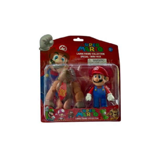 Set de juguetes de Super Mario: figura de Mario y Kong en embalaje.
