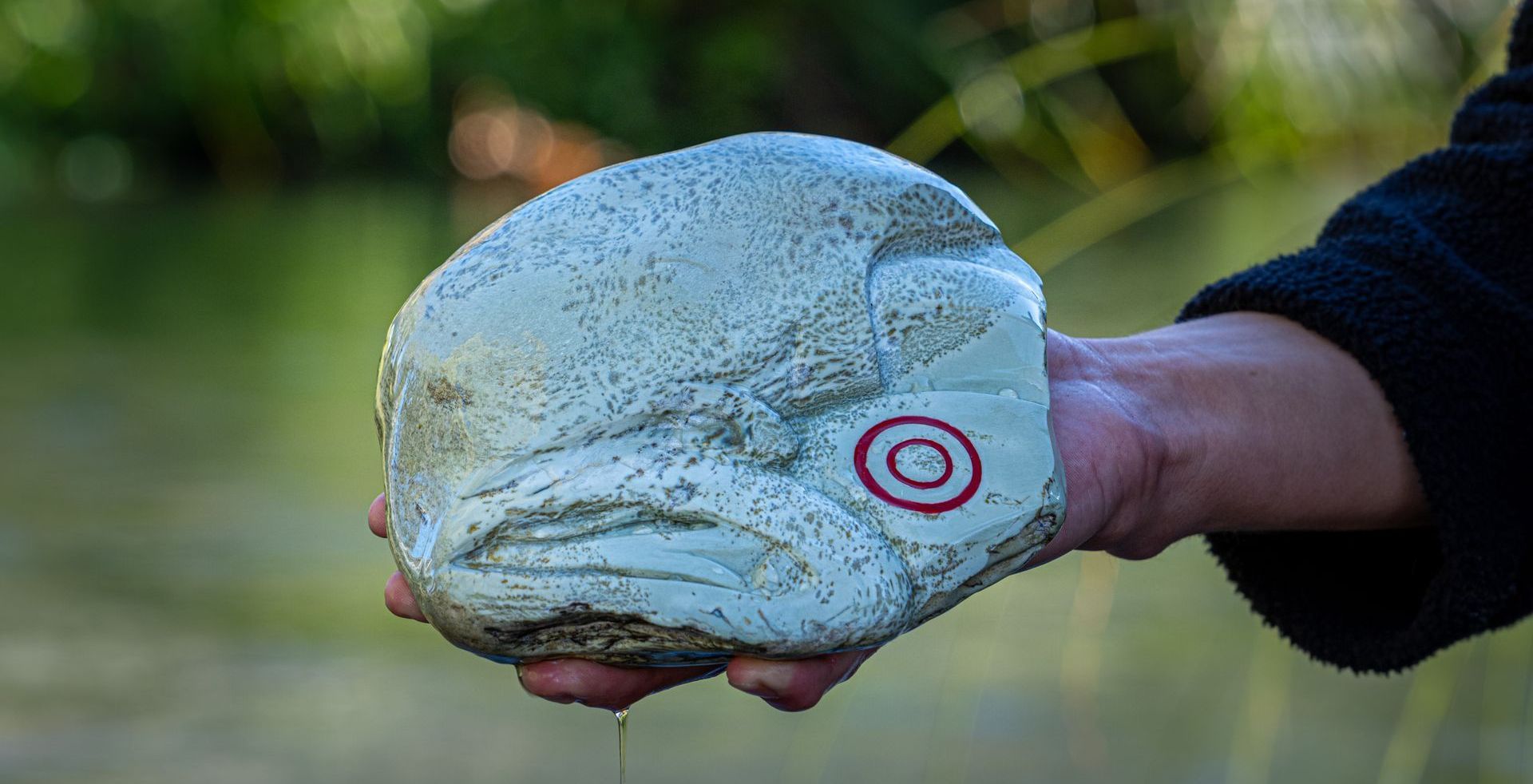 Pounamu stone being blessed at the river