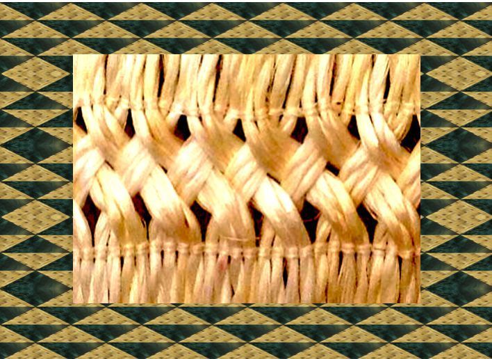 A close up of a weave on a geometric background