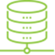 Green icon of a database server, represented by three stacked cylinders.