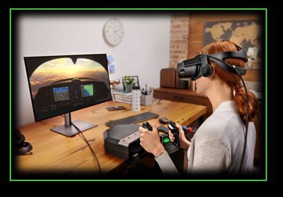 A woman wearing a virtual reality headset is playing a video game.