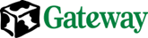 Gateway logo with black and white cube and green text.