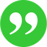 Green circle with white quotation marks.