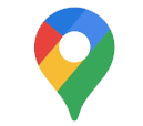 Google Maps icon, colorful pin with red, yellow, blue, and green sections, and a white center.