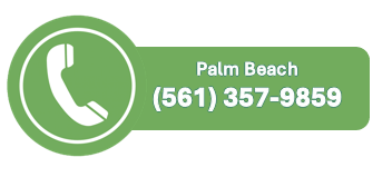 Green phone icon with Palm Beach contact information: (561) 357-9859.
