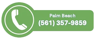 Green button with phone icon and Palm Beach phone number: (561) 357-9859.