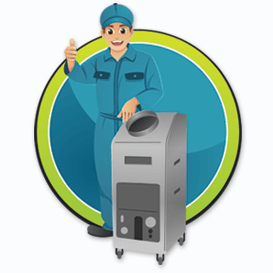 Commercial Air Duct Cleaning in Toledo, OH | Pringle Mega-Vac Man cleaning commercial airduct vent graphic