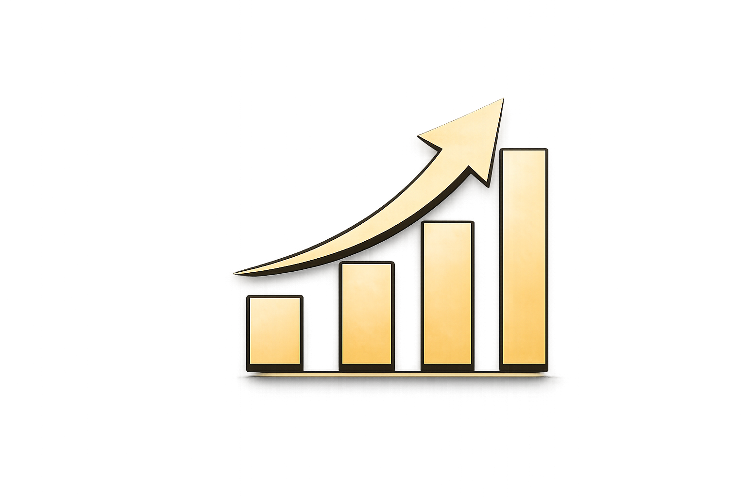 Rising bar chart with an upward arrow, symbolizing growth or increase