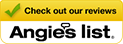 A yellow button that says `` check out our reviews angie 's list ''