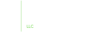 White screen with a thin vertical green line and small green text “LLC” near the bottom