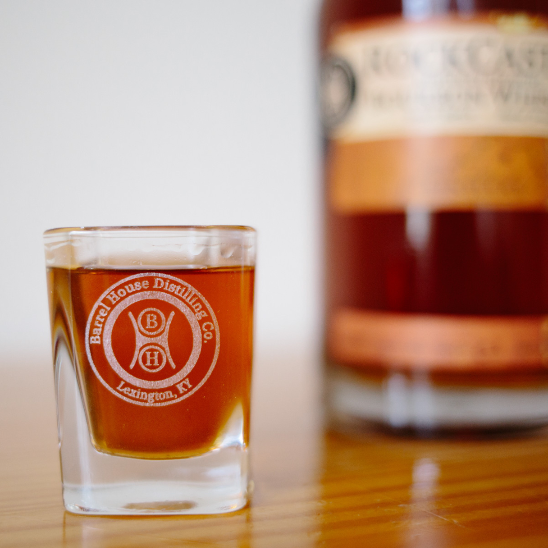 A shot glass that says barrel reserve distillery on it