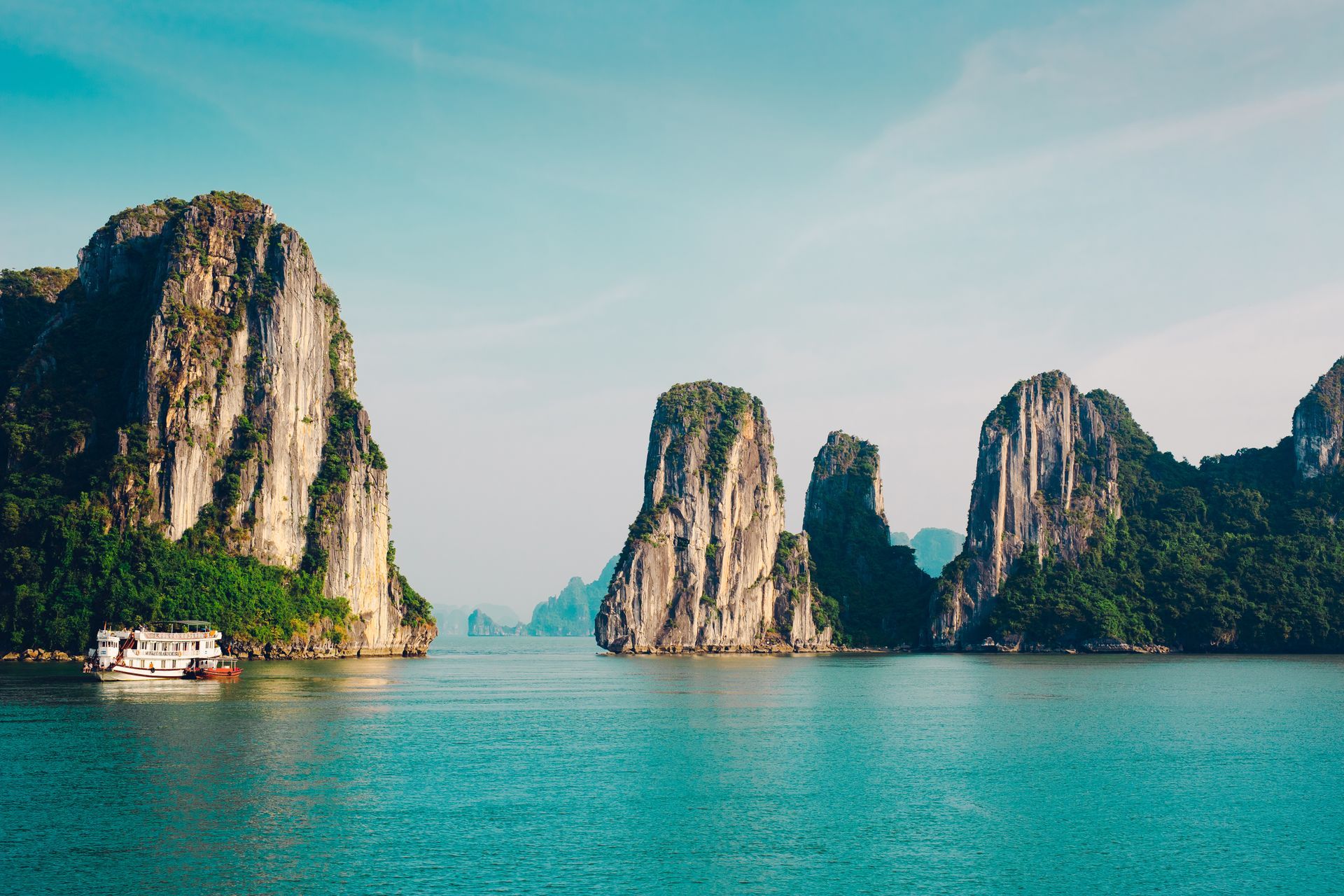 The emerald waters and thousands of towering limestone karsts of Ha Long Bay