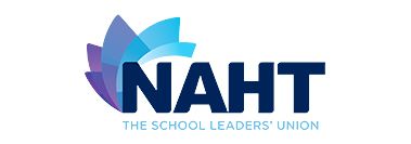 The logo for the school leaders union is blue and purple.
