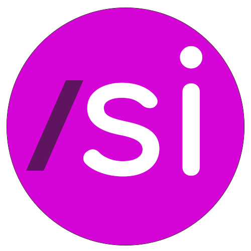 A purple circle with the word isi on it