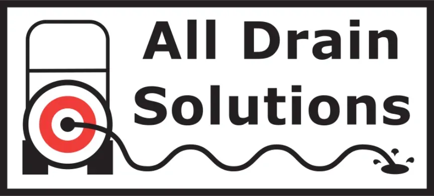All Drain Solutions logo with stylized drain and flowing black pipe line