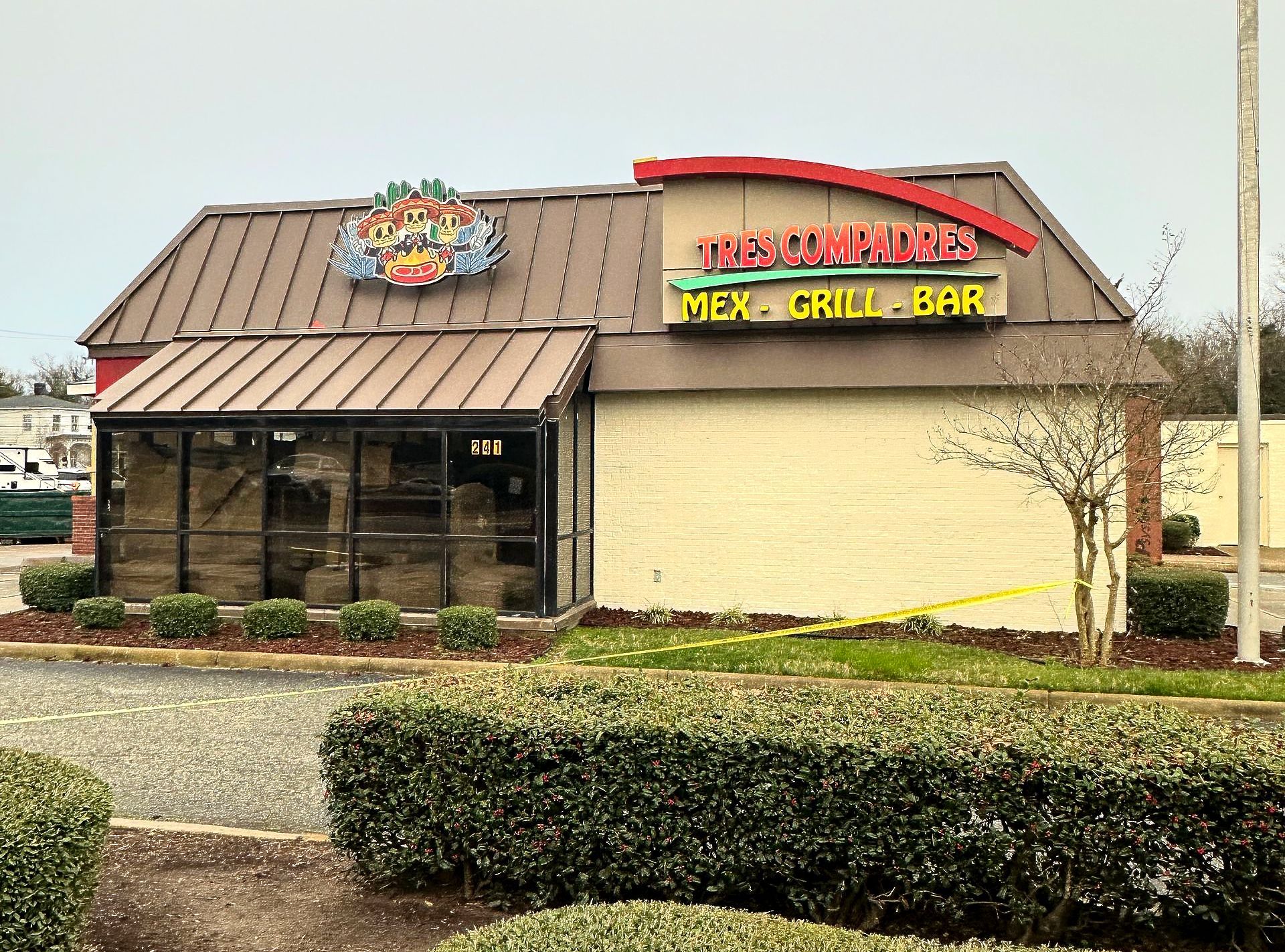 Exterior of a Mexican restaurant with sign: 