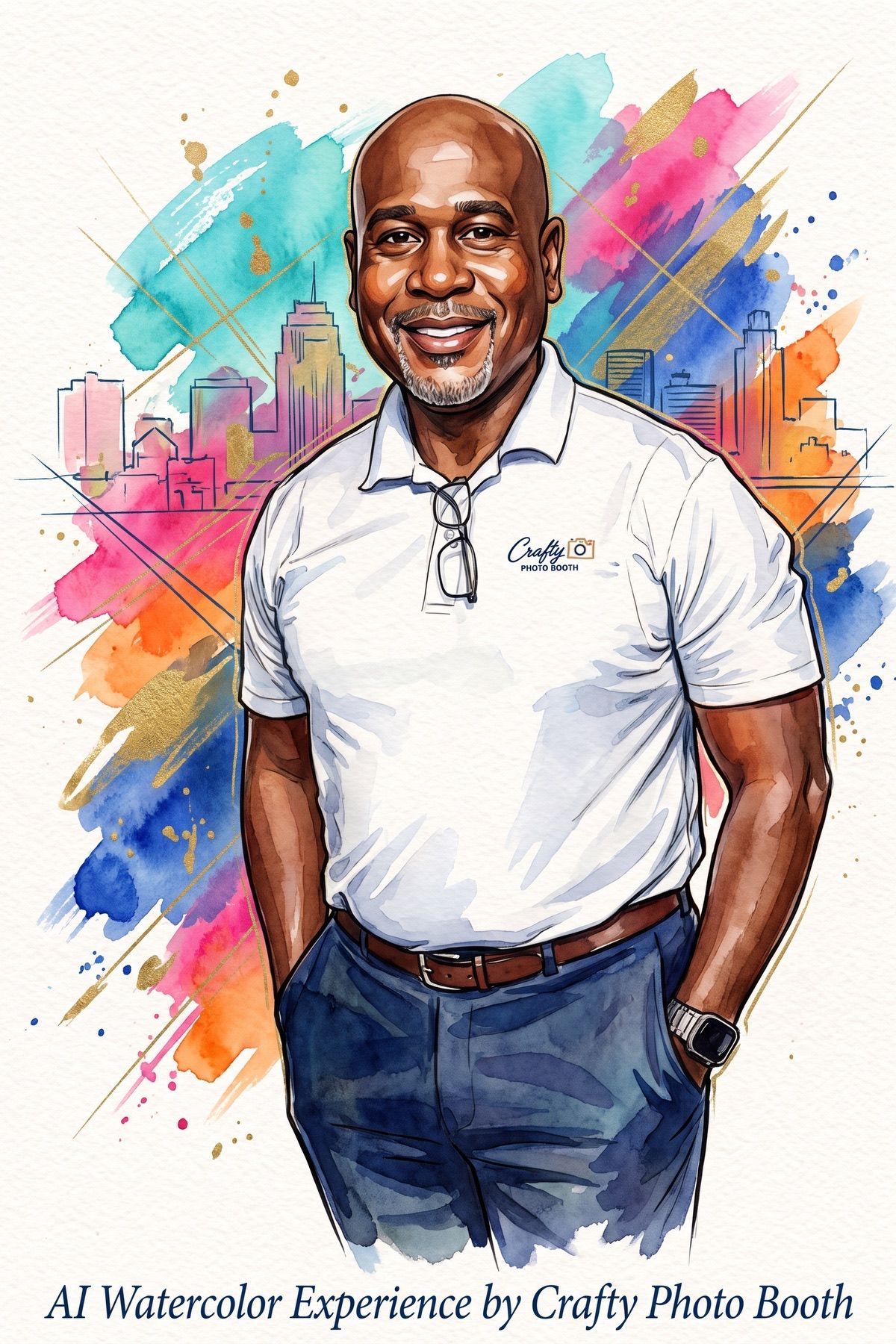 AI watercolor portrait experience for San Antonio events