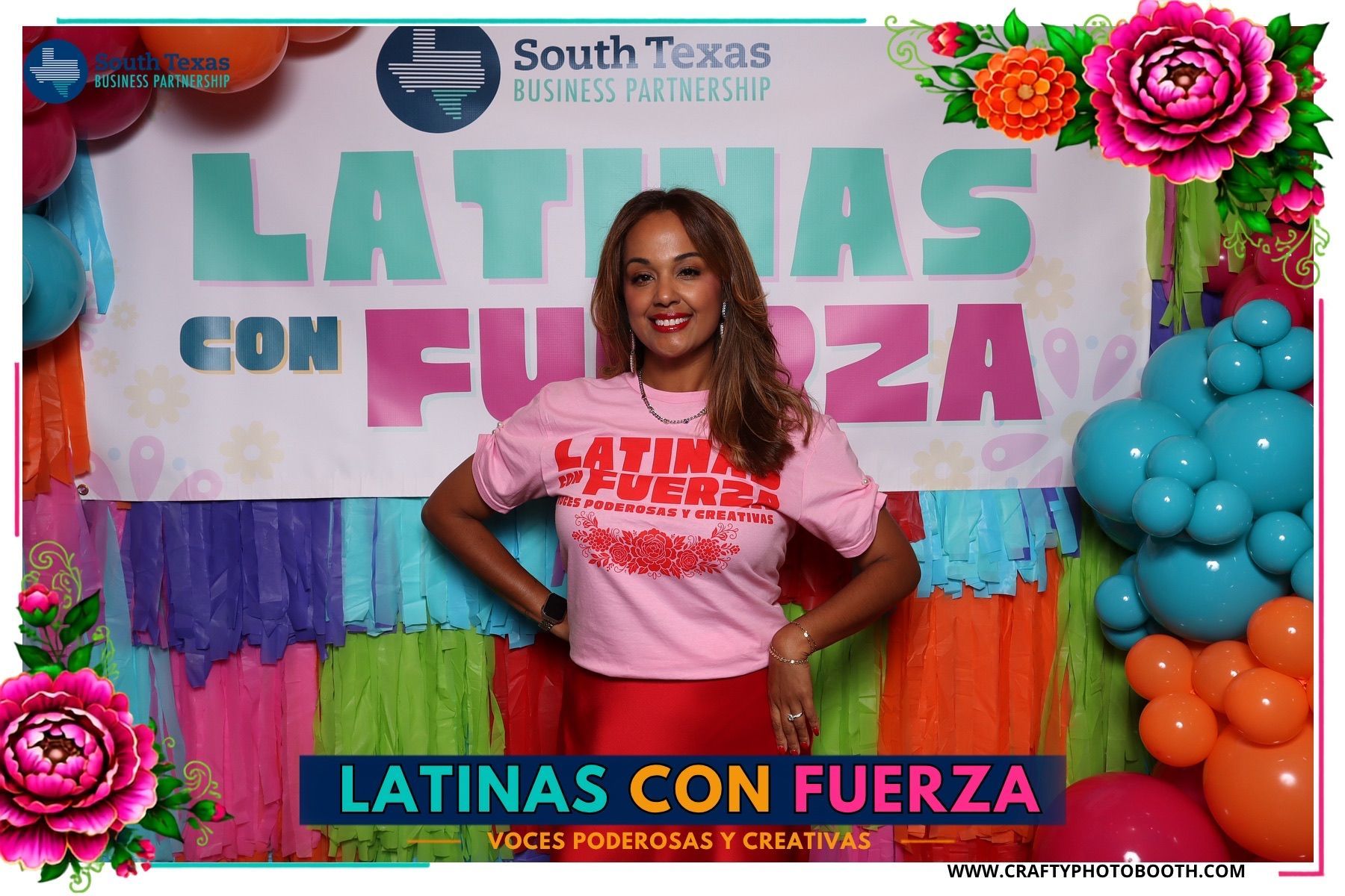 Guest posing at the Crafty Photo Booth Printed Photo Booth Experience in San Antonio
