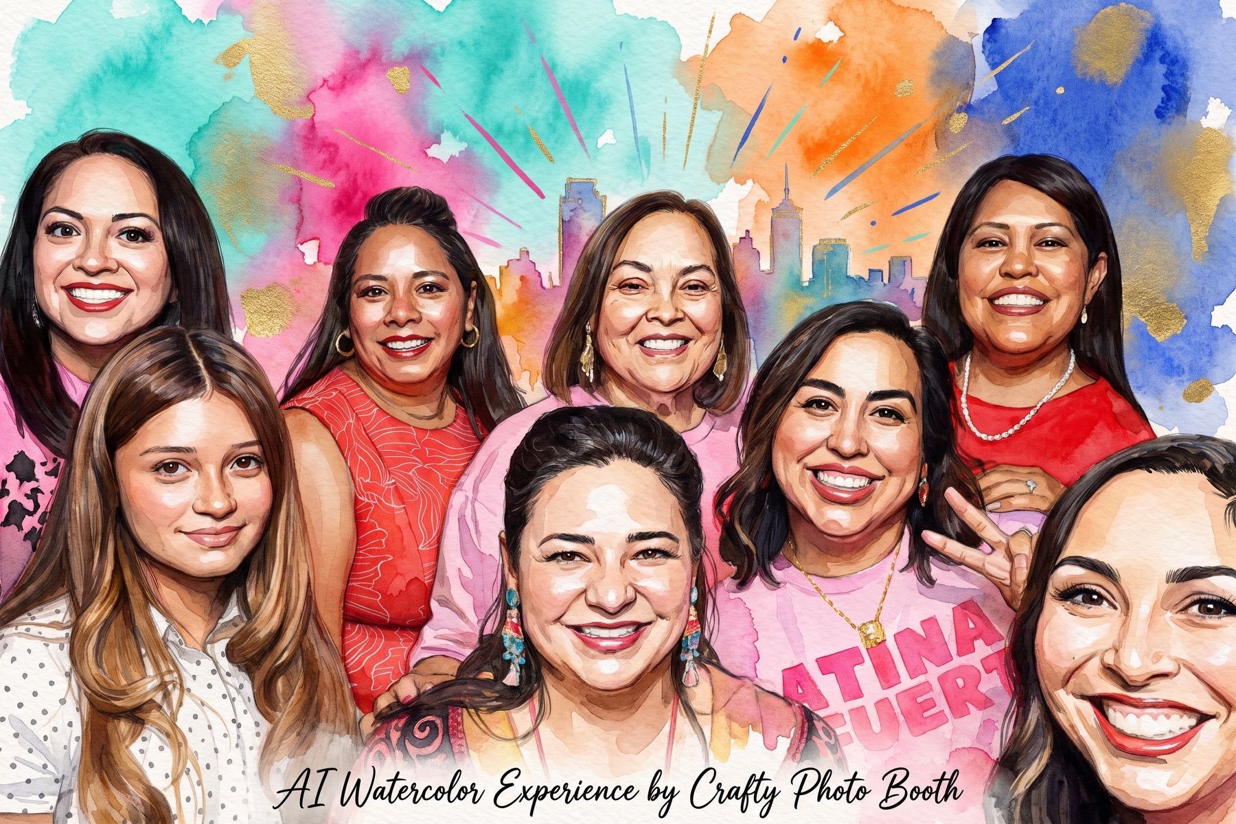 Guest AI watercolor portrait from the South Texas Business Partnership National Latina Day Luncheon in San Antonio