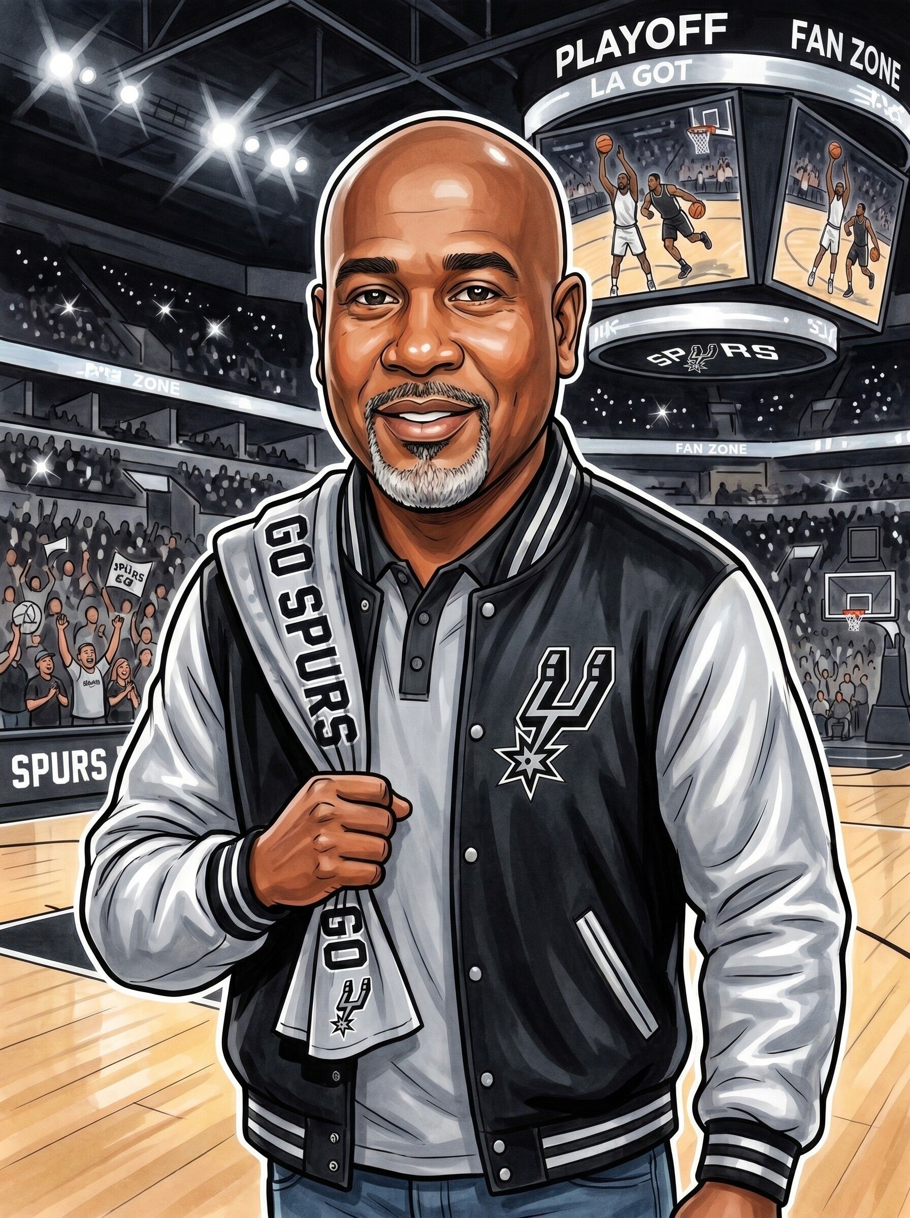 Sports Fan AI Caricature Portrait San Antonio