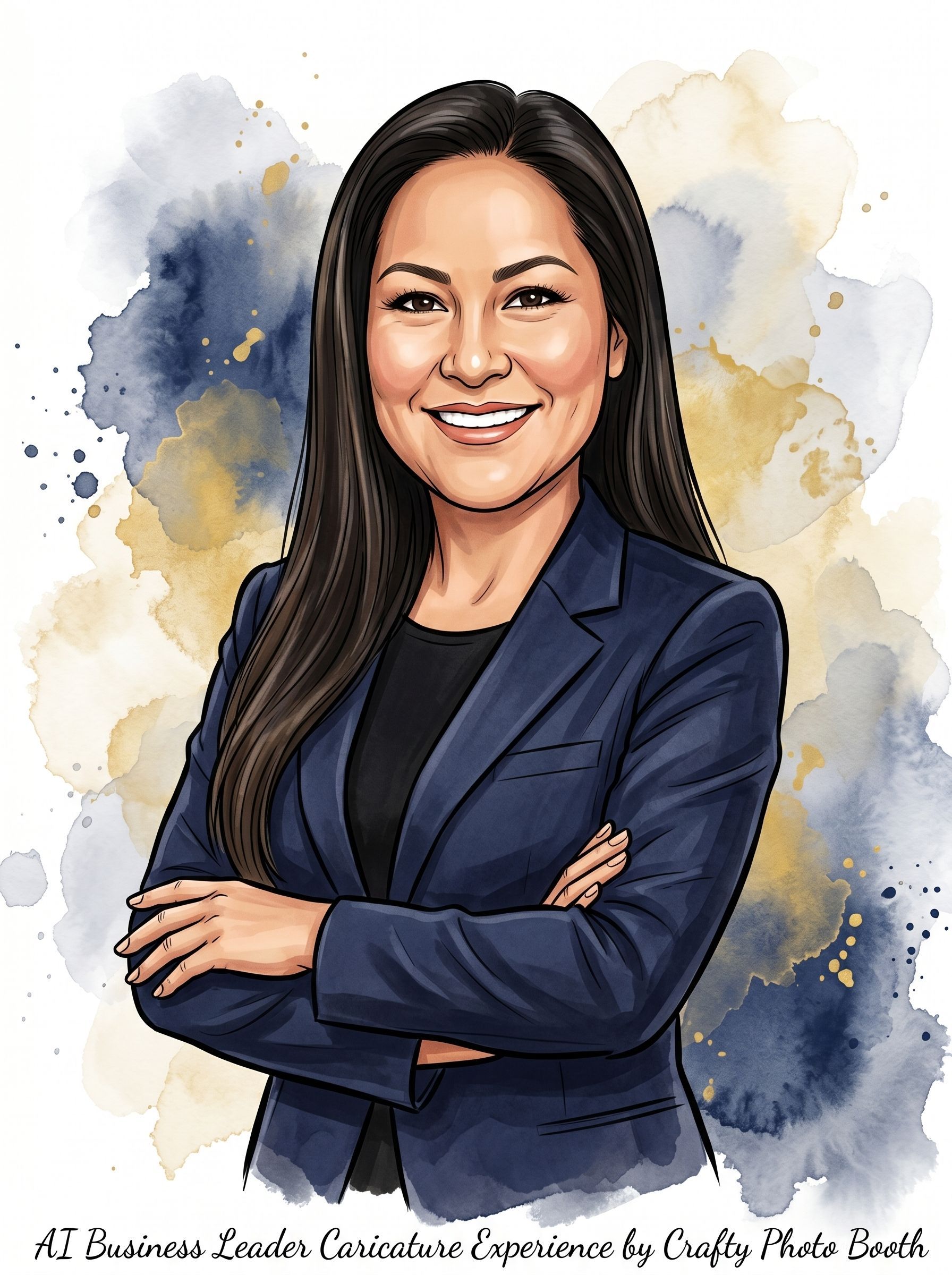 AI watercolor caricature portrait experience in San Antonio by Crafty Photo Booth