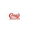 A red and white logo for conn 's house plus on a white background.