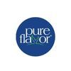 The logo for pure flavor is a blue circle on a white background.