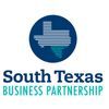 The logo for south texas business partnership shows a map of texas in a circle.