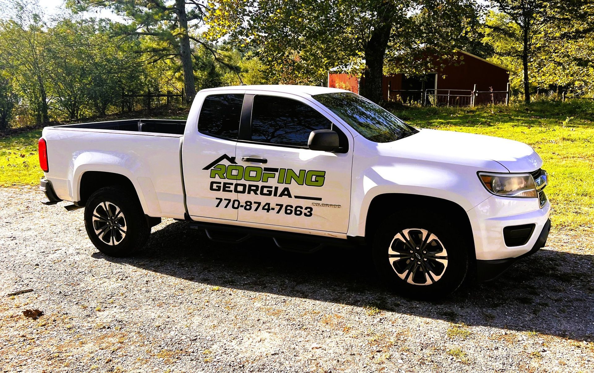 White pickup truck with 