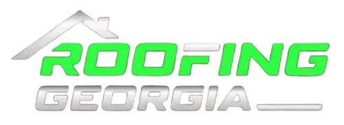 Logo for Roofing Georgia: green "ROOFING" with a roof icon above it and silver "GEORGIA" below.
