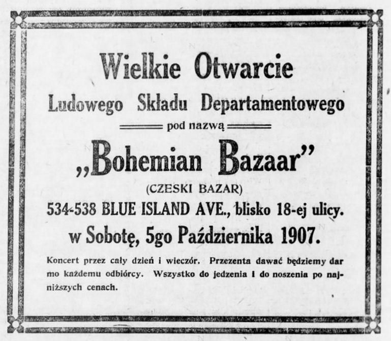 ADBohemianBazaarDziennikChicagoskiOct51907SatPage2 ADBohemianBazaarDziennikChicagoskiOct51907SatPage2
