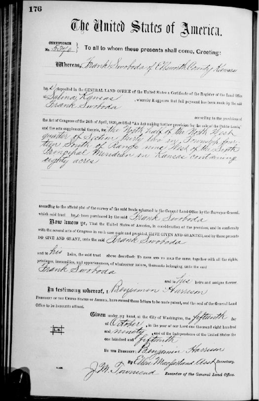 BLMContractFrankSvobodaBuysLandOct1890at525 BLMContractFrankSvobodaBuysLandOct1890at525