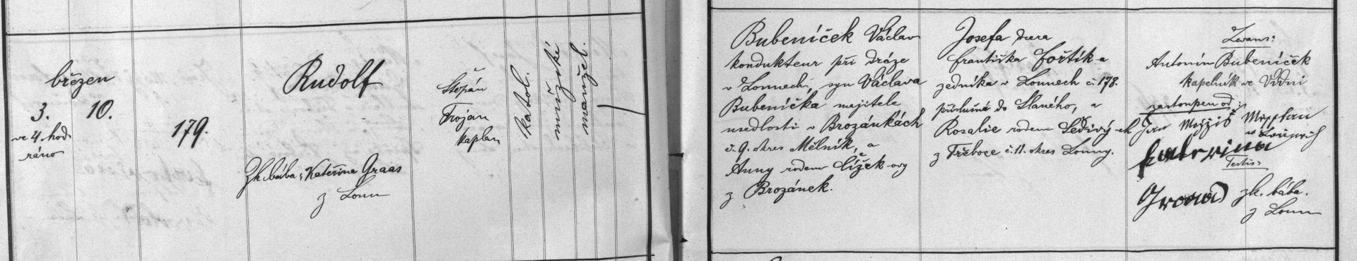 BirthBaptismRudolfBubenicek331887Louny179BookLouny1887yearLitomerice BirthBaptismRudolfBubenicek331887Louny179BookLouny1887yearLitomerice