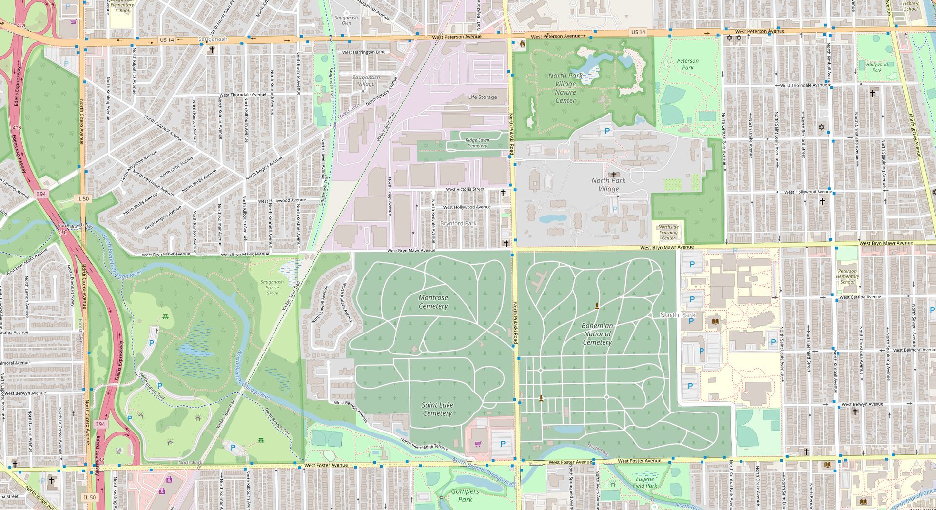 BohemianNationalCemeteryCloseUpMap BohemianNationalCemeteryCloseUpMap