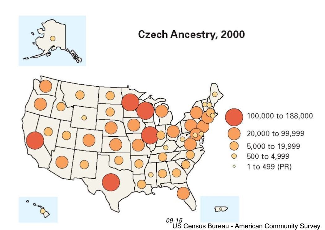 CensusBureauCzechPopulationByState2000at1050 CensusBureauCzechPopulationByState2000at1050