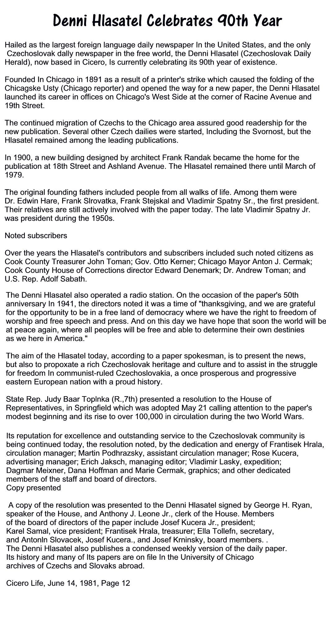 DenniHlasatel90YearArticle DenniHlasatel90YearArticle