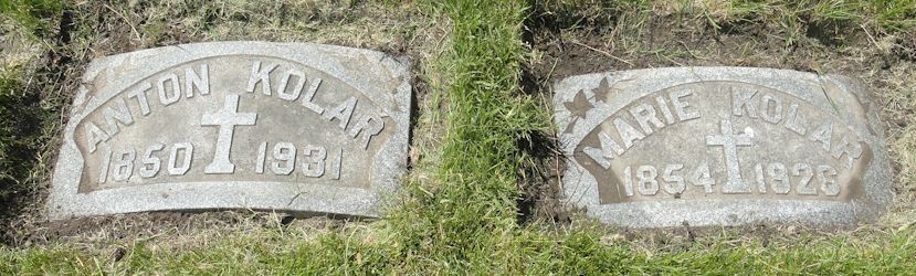 HeadstoneAntonKolarMarieZaveskyKolarStAdalbertsCC HeadstoneAntonKolarMarieZaveskyKolarStAdalbertsCC