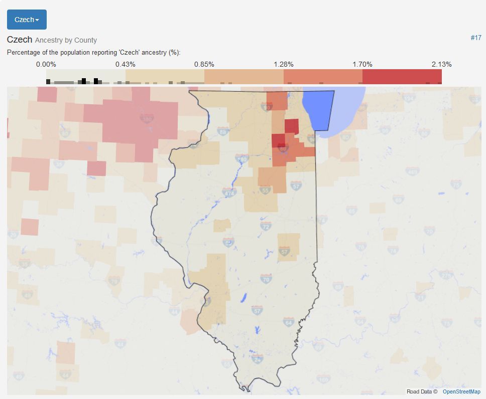 MapIllinoisCzechAncestryByCounty MapIllinoisCzechAncestryByCounty