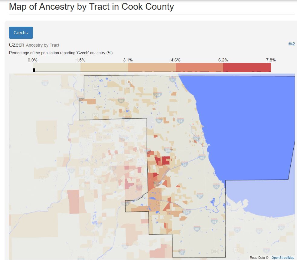 MapOfCzechAncestryByCensusTractCookCounty MapOfCzechAncestryByCensusTractCookCounty