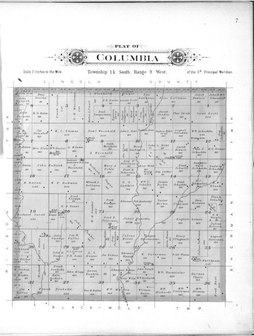 PlatMap1901ColumbiaTownshipEllsworthCountyKansasAT525 PlatMap1901ColumbiaTownshipEllsworthCountyKansasAT525