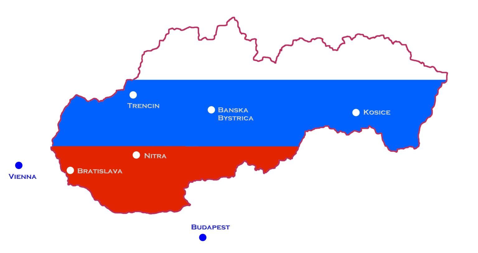 WorkingMapSlovakiaWithBorderAndFlagColorsCityLabels WorkingMapSlovakiaWithBorderAndFlagColorsCityLabels